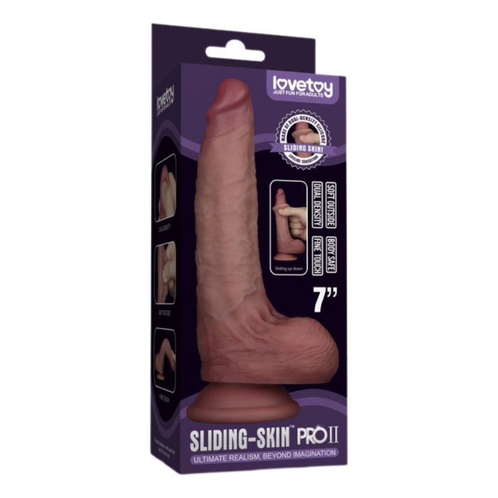 LoveToy 7" Sliding Skin Pro Dual Layer Silicone Dong