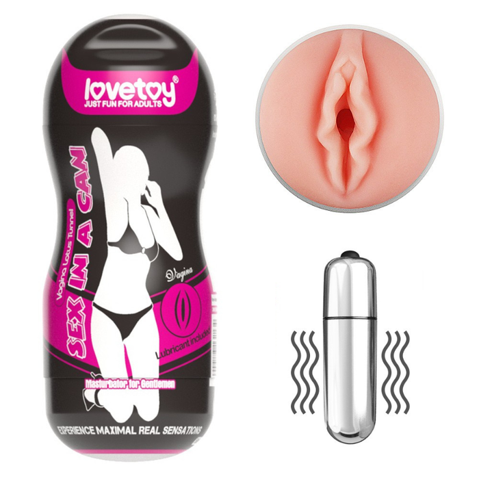 LoveToy Sex In A Can Vibrating Vagina Lotus