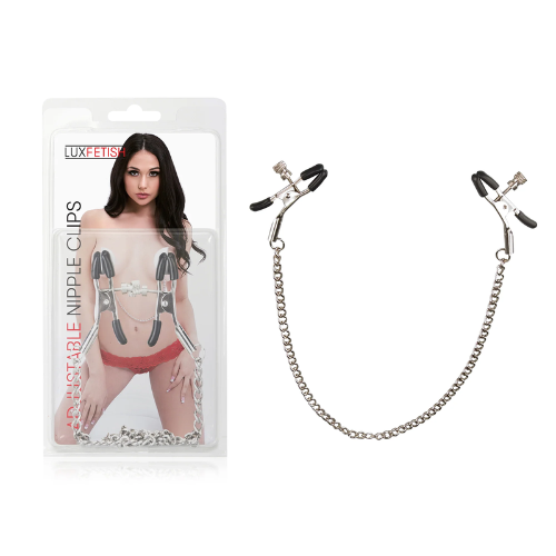 Lux Fetish Adjustable Nipple Clips with Chain