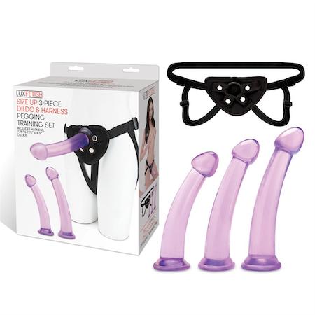 Lux Fetish Size Up 3-Piece Dildo & Harness Pegging Training Set ilya Lux Fetish Size Up 3-Piece Dildo & Harness Pegging Training Set ilya